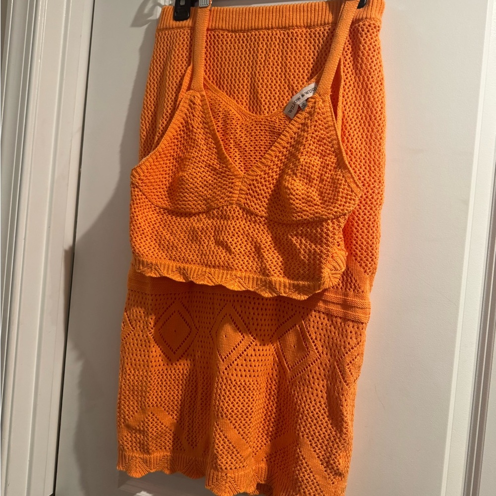 Willow and wind Vibrant Orange Knit Skirt Set size medium